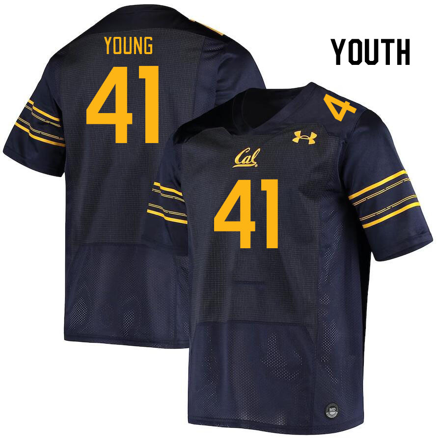 Youth #41 Isaiah Young California Golden Bears College Football Jerseys Stitched Sale-Navy - Click Image to Close